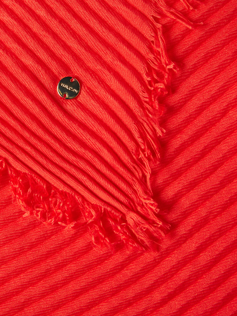 Schal mit Plisseefalten in rot