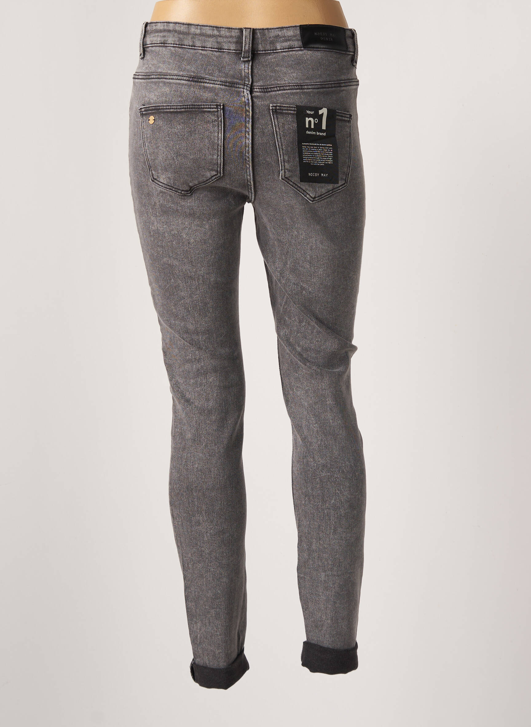 Noisy May Jeans Coupe Slim Femme couleur gris