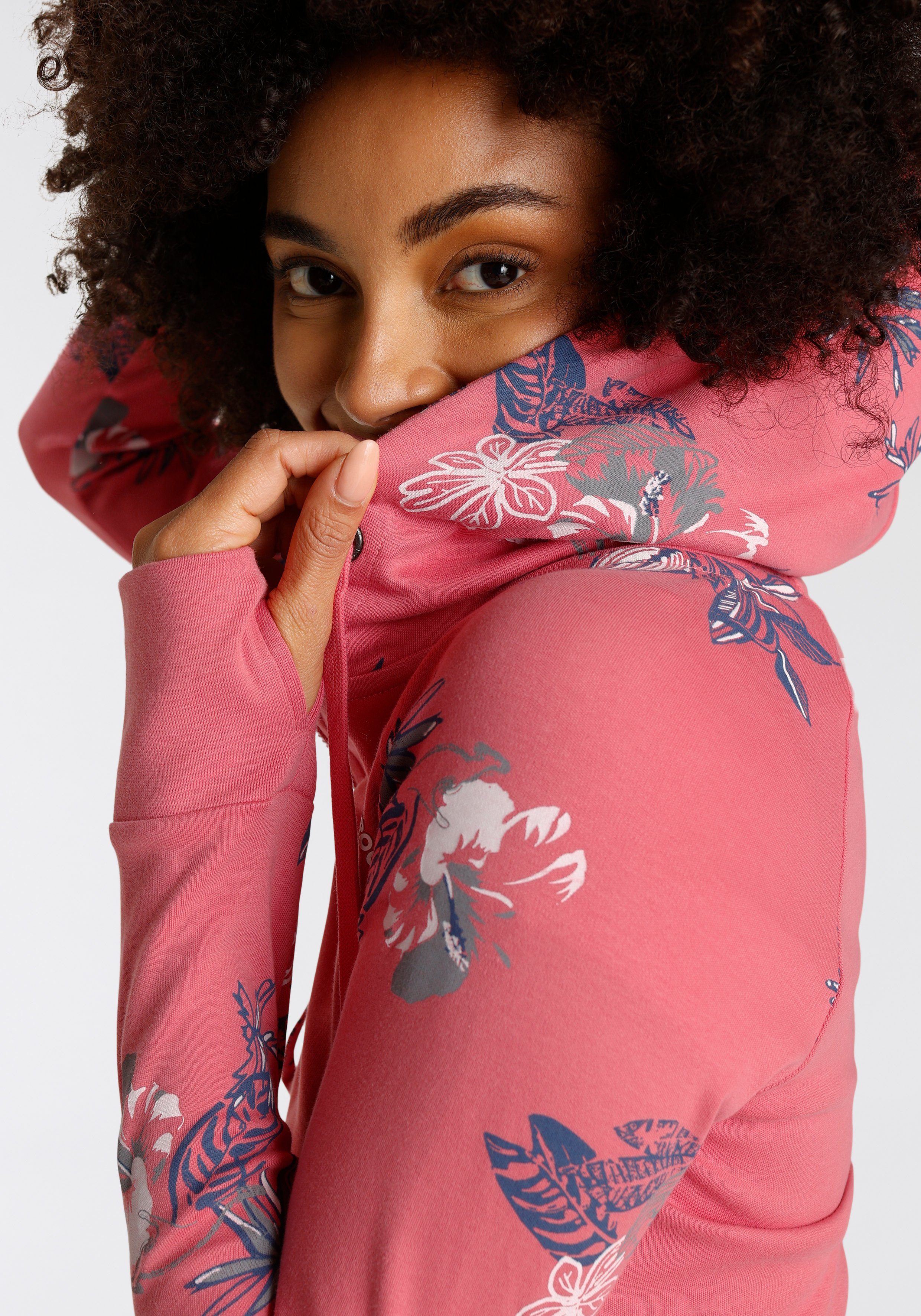 KangaROOS Kapuzensweatjacke mit blumigem Druck im Hawaii-Look - NEUE KOLLEKTION
