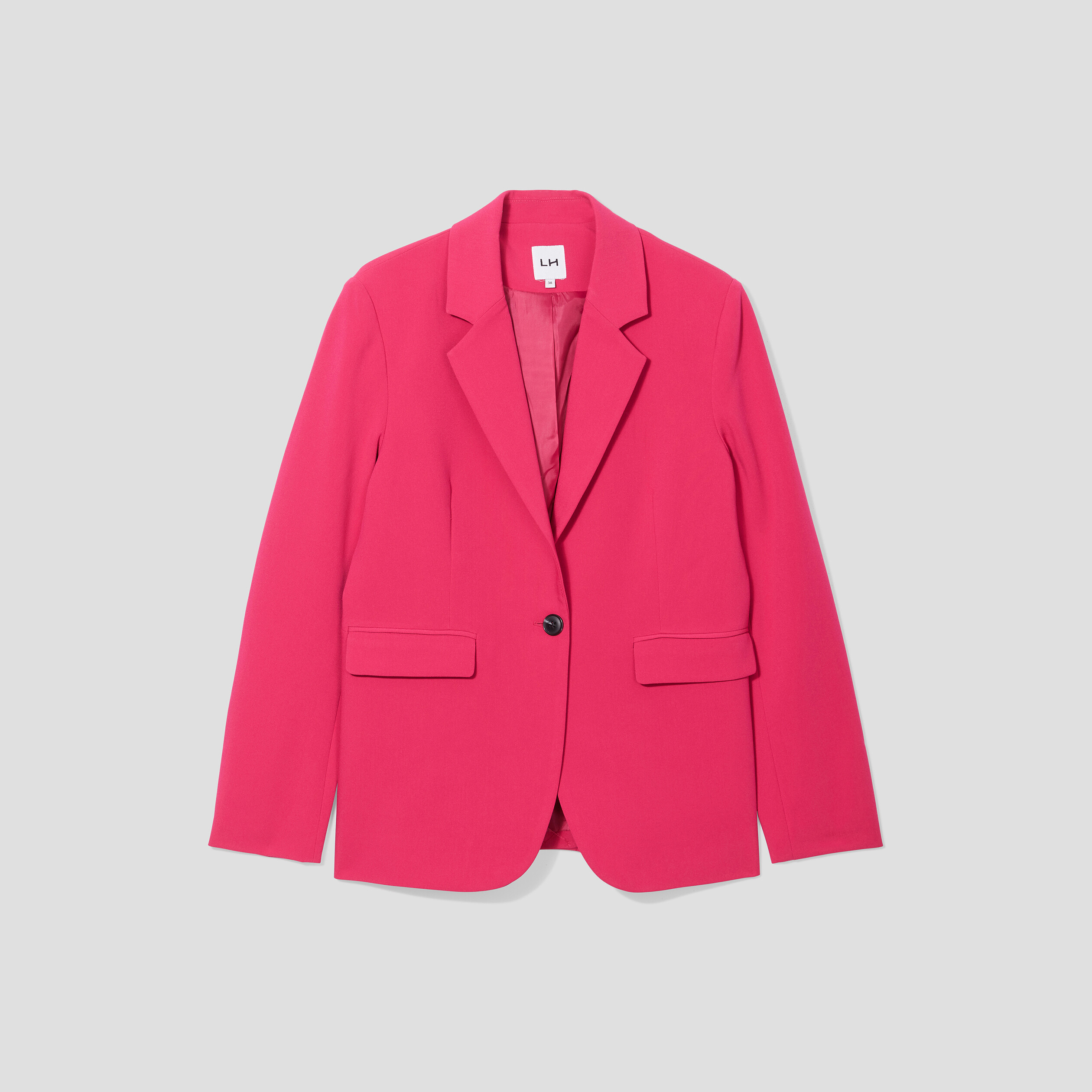 Veste droite boutonnée manches longues rose framboise femme | La Halle