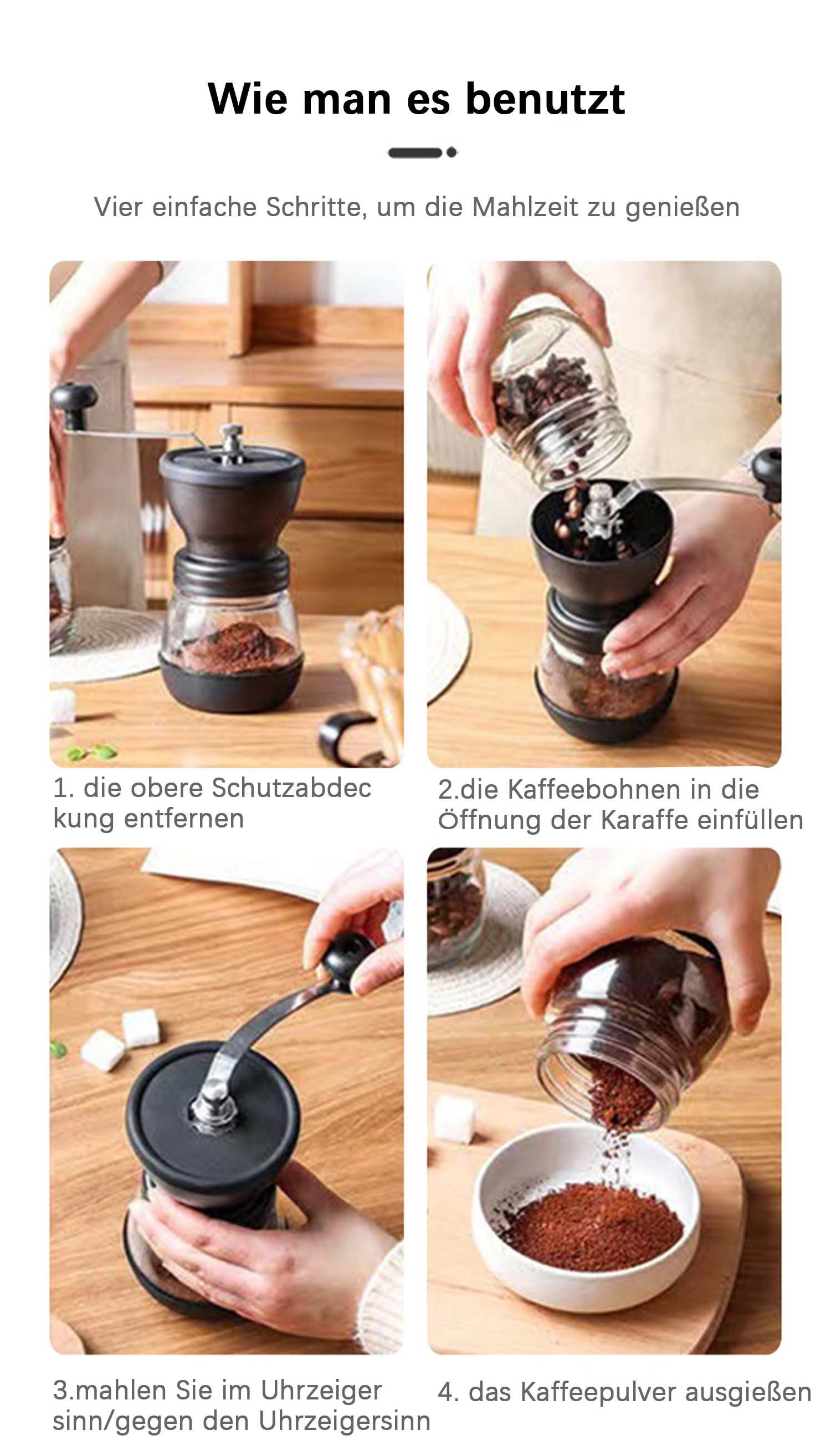 flowgoer Kaffeemühle Manuelle Kaffeemühle aus Glas