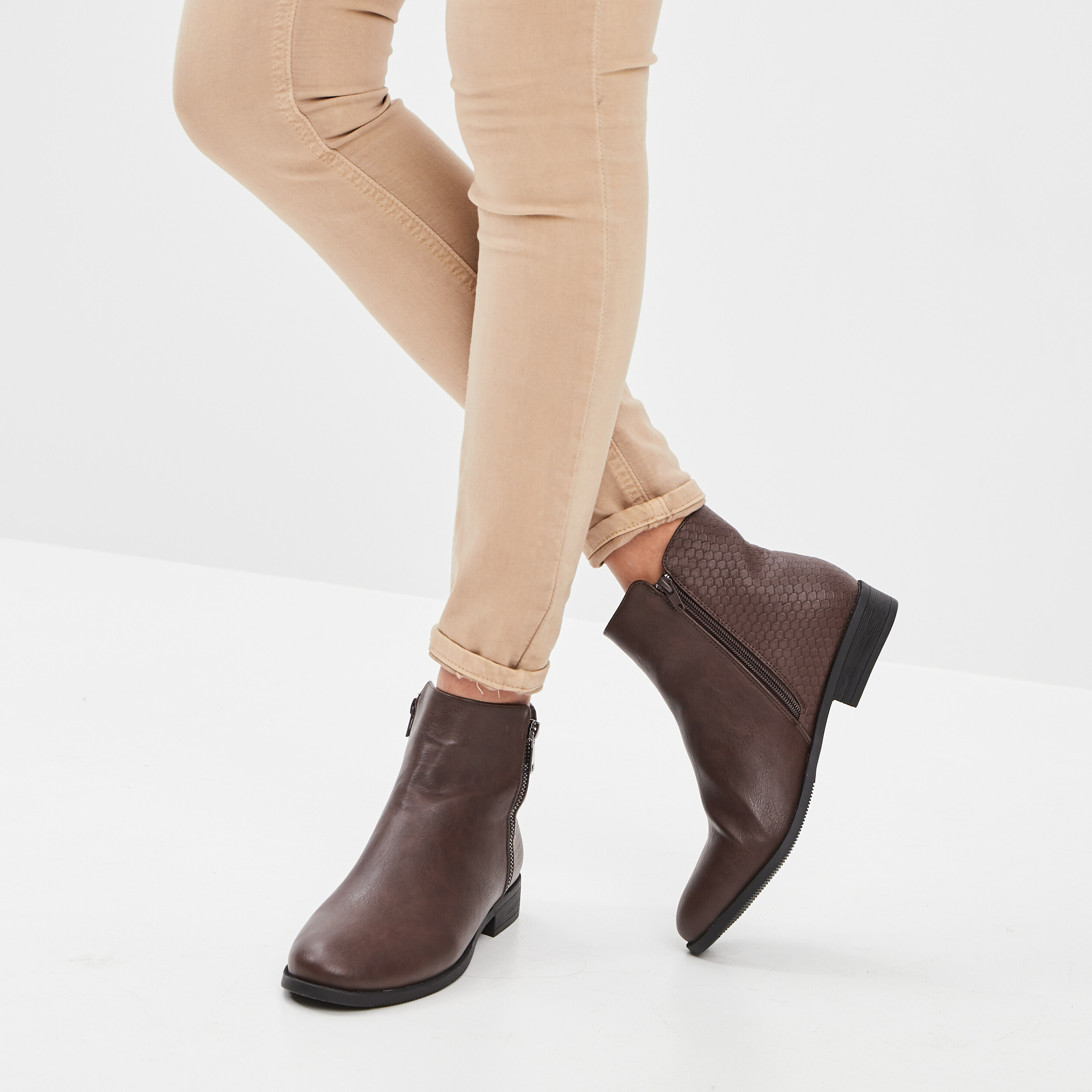 Bottines plates marron femme | La Halle
