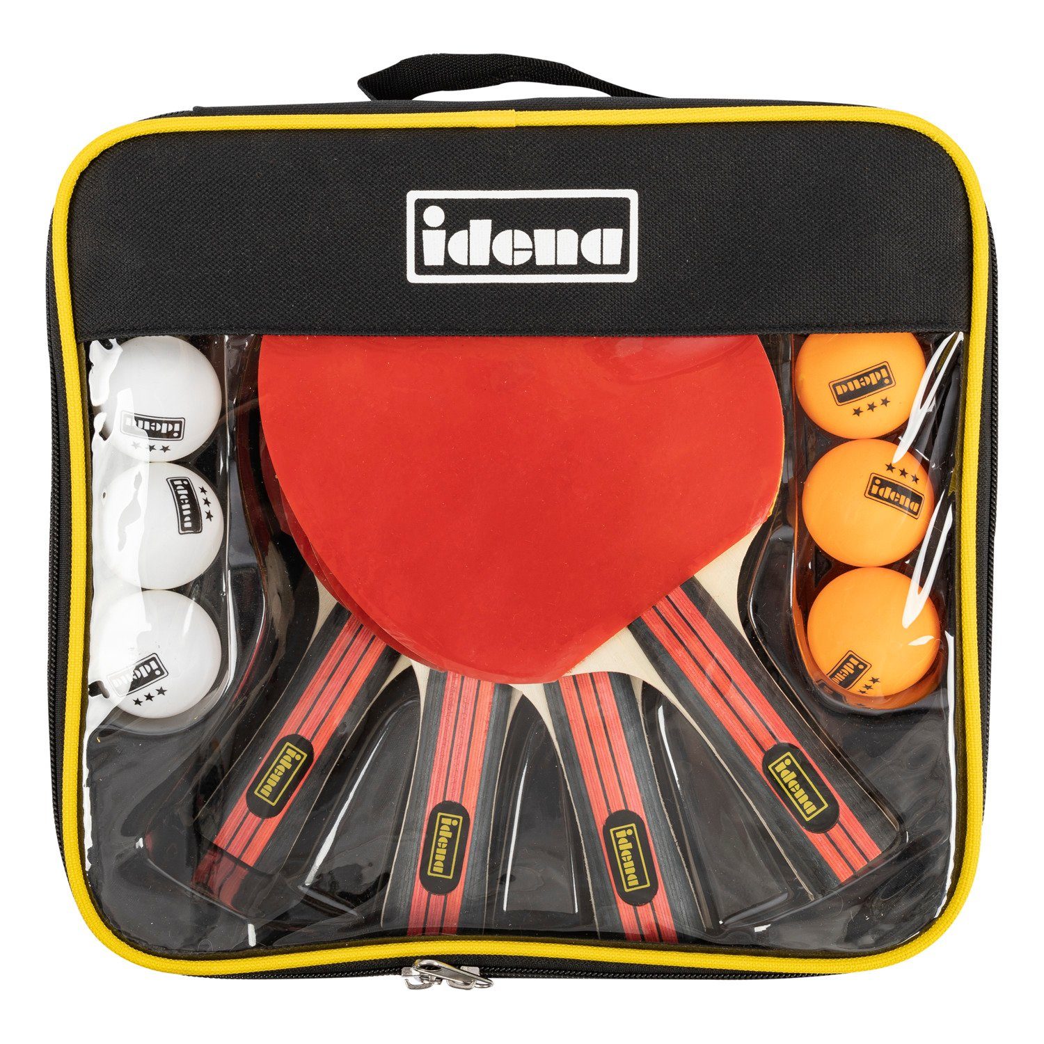 Idena Tischtennisschläger Idena 40222 - 12-teiliges Tischtennis-Set mit 4 Tischtennisschlägern (Set)