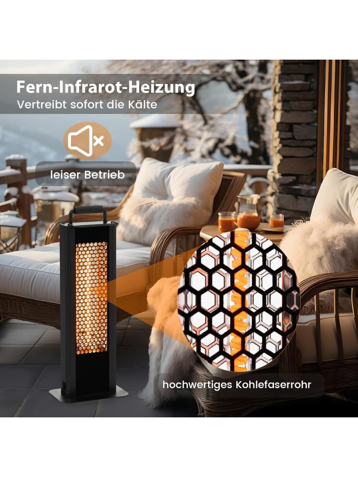 COSTWAY Standheizstrahler doppelseitig in Schwarz günstig kaufen 63 cm
