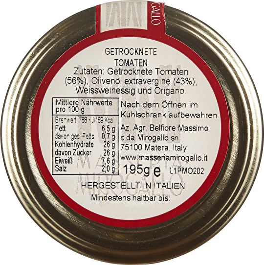 Masseria Mirogallo Sonnengetrocknete Tomaten 195g