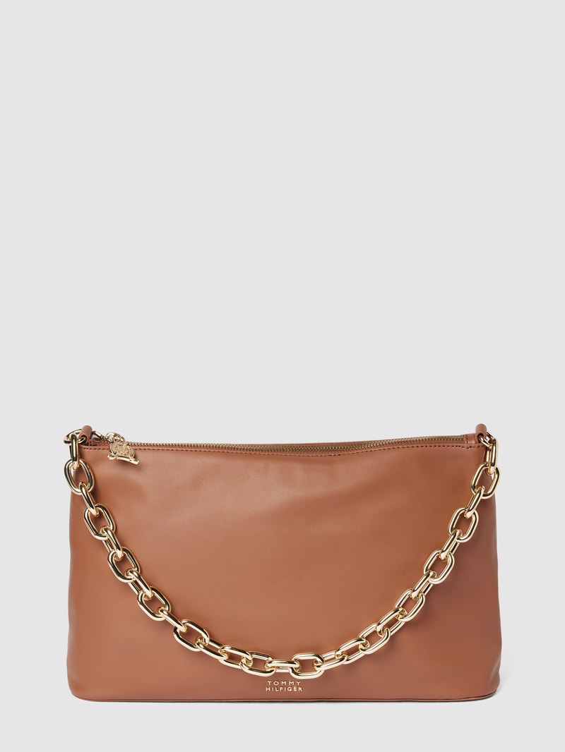 Handtasche mit Henkel in metallic in cognac