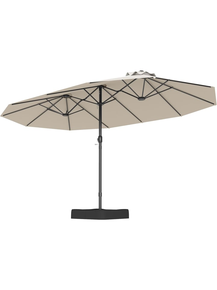 COSTWAY Doppelsonnenschirm mit Ständer 443 x 263 cm in Beige günstig kaufen onesize