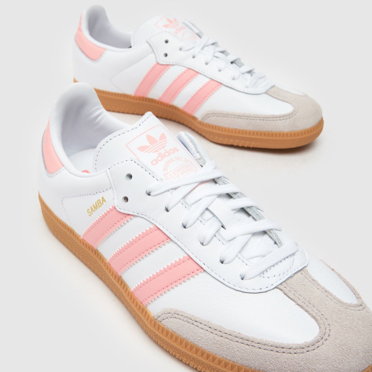 adidas vita & rosa samba og flickor ungdomsskor
