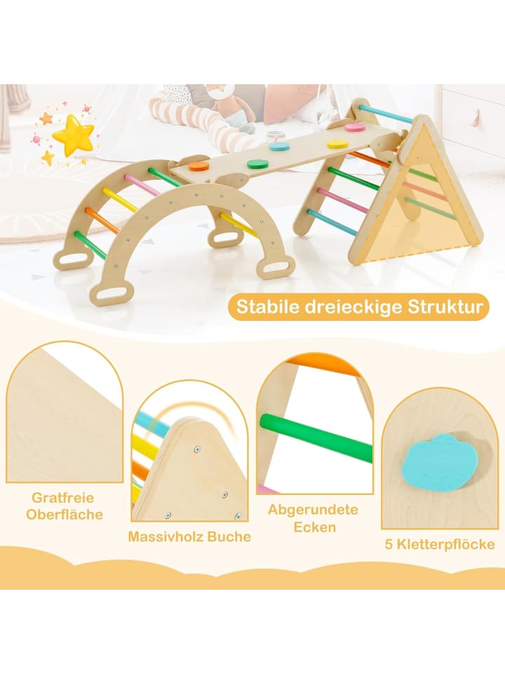 COSTWAY 4 in 1 Kletterdreieck ab 1 Jahre in Bunt günstig kaufen 64 cm