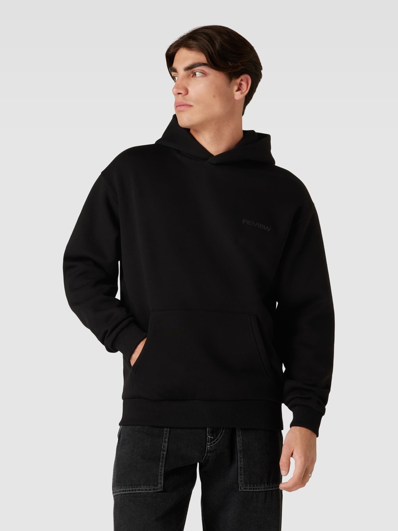 Hoodie mit Label-Print in schwarz