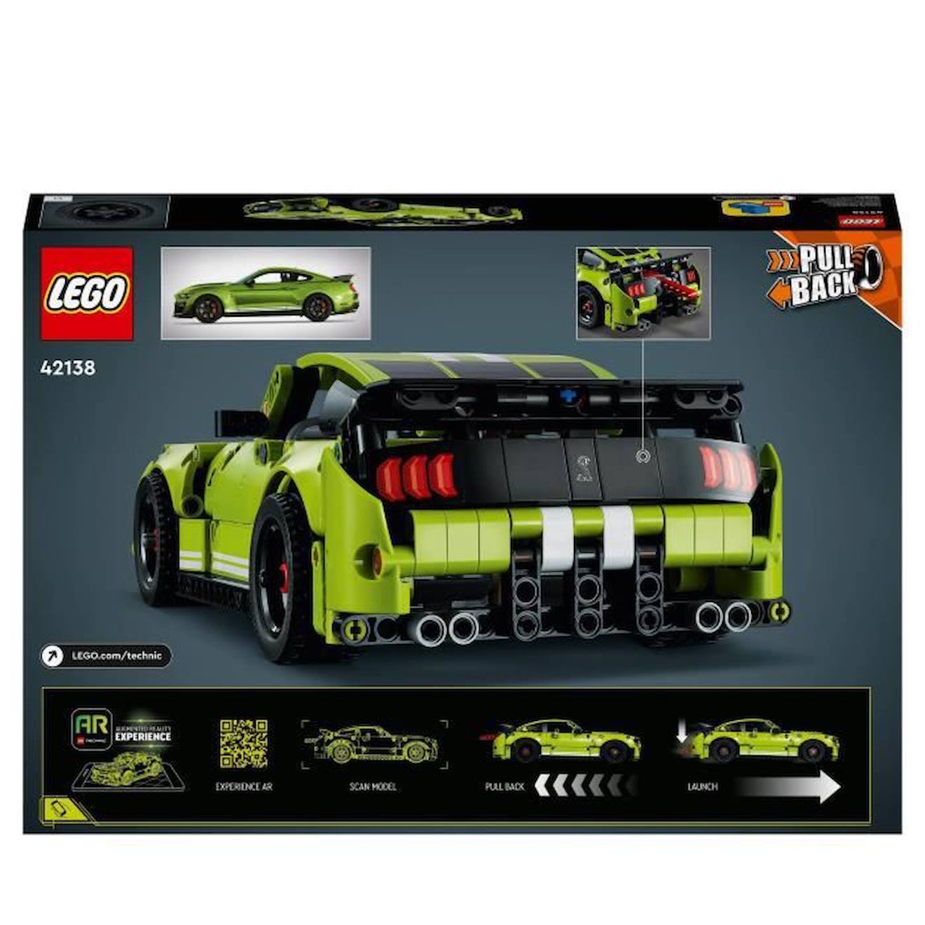LEGO 42138 Technic Ford Mustang Shelby GT500, Maquette de Voiture de Course, Jouet à Construire, pour Garçons et Filles Dès 9 Ans vert