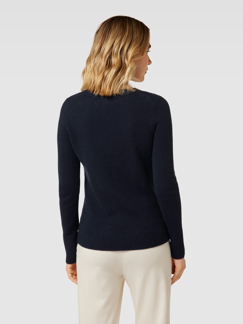 Strickpullover aus Wolle mit V-Ausschnitt in dunkelblau