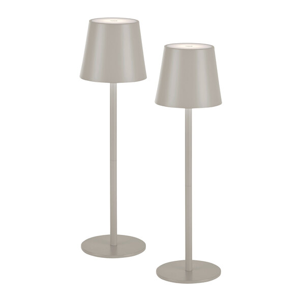 LED-Akku-Tischleuchte Buria, 2er Set, greige