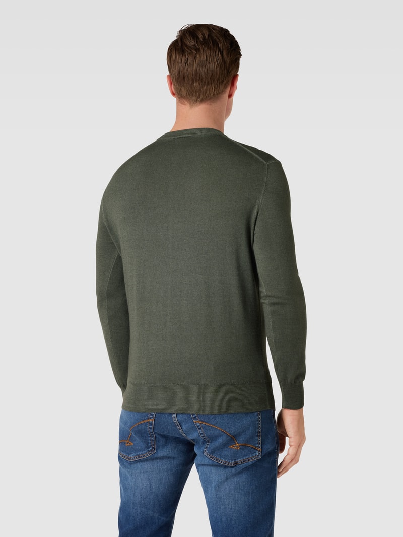 Sweatshirt aus Lanawolle mit Label-Patch in dunkelgrün