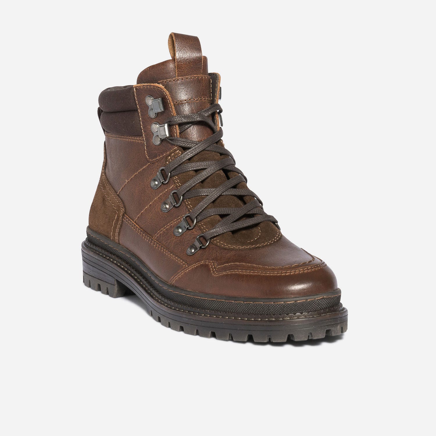Boots à lacet marron en cuir esprit montagne