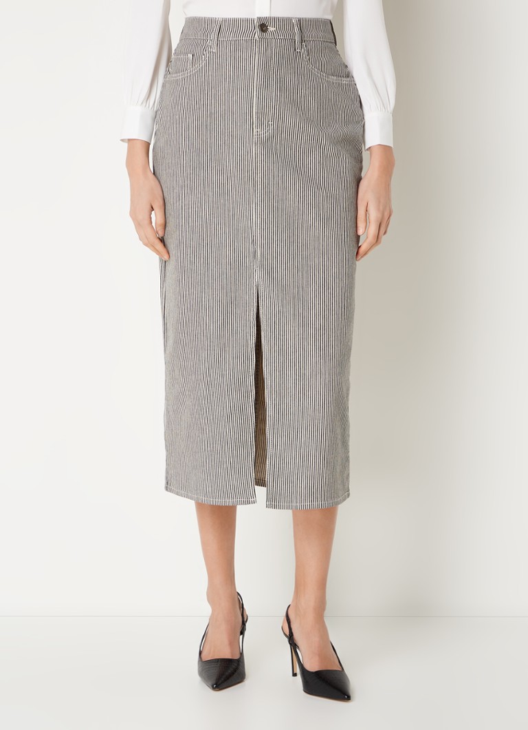 Fustă midi Elba din denim de la by-bar, confecționată din bumbac organic cu dungi modelate.
