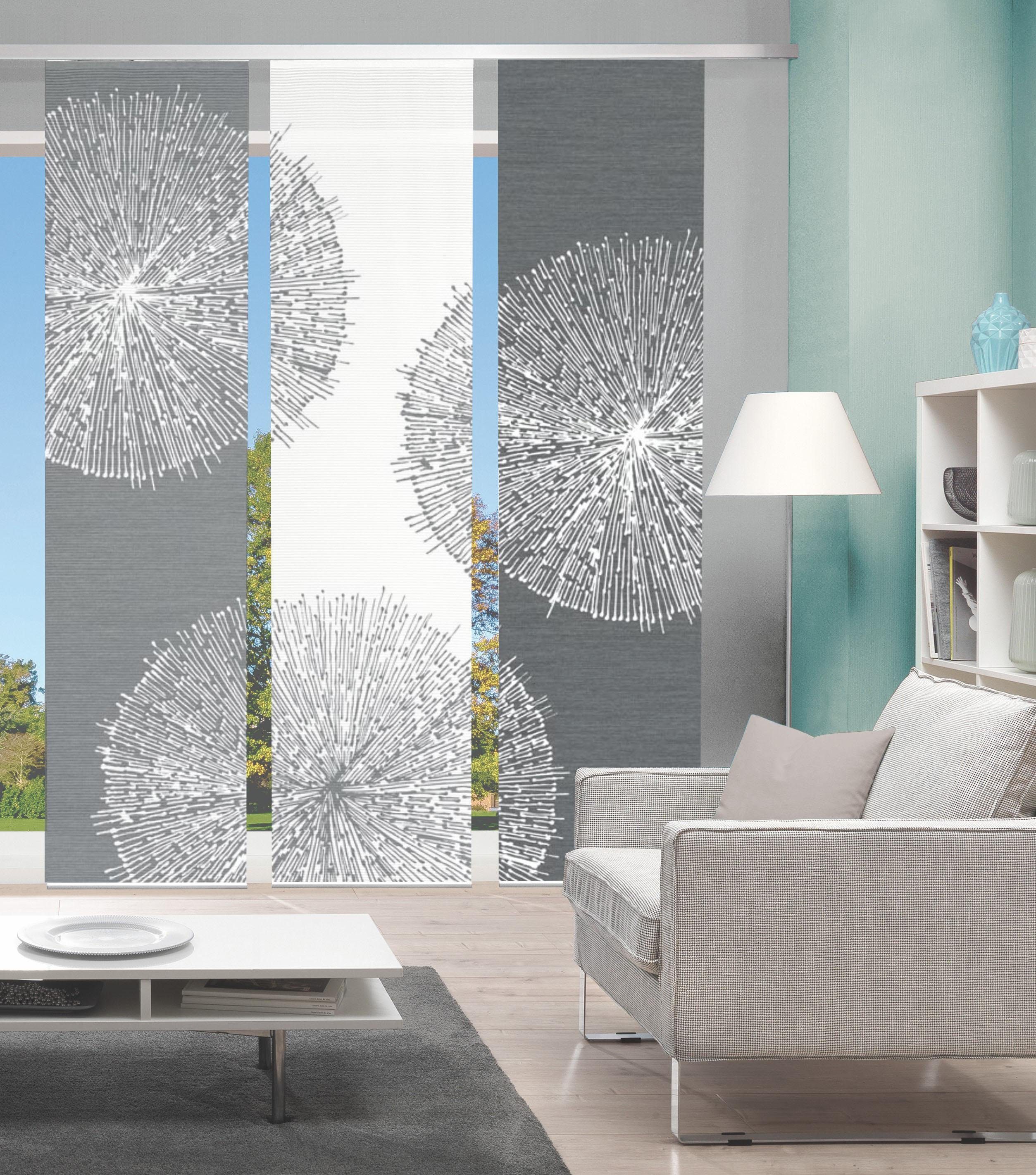 Schiebegardine 3ER SET CROSTON, Vision S, Paneelwagen (3 St), halbtransparent, HxB: 260x60, Schiebevorhang 3er Set Digitaldruck