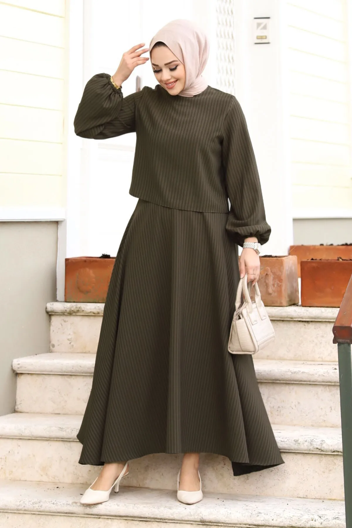 Tesettür Dünyası  Zweiteiler - Khaki - Regular Fit