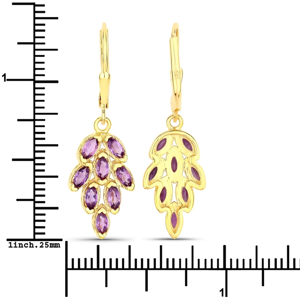 Rafaela Donata Boucles doreilles Argent sterling Améthyste en Or jaune Bijoux