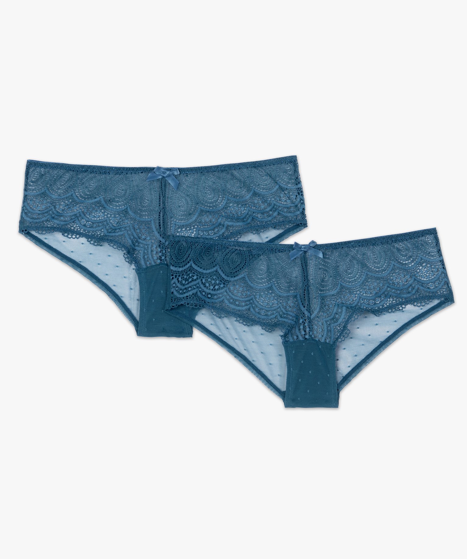 Shorty en dentelle et tulle femme (lot de 2) bleu | GEMO
