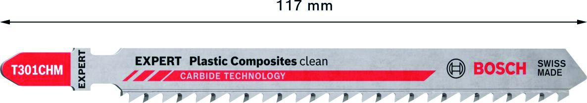 Bosch Blue Accessories 2608900566 Expert ‘Plastic Composites Clean’ T 301 CHM sticksågblad 3 delar