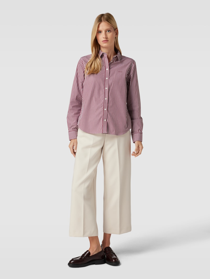 Bluse mit Streifenmuster Modell 'REG POPELINE' in bordeaux rot