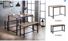 Happy Home Esszimmertischset Dining Set mit 1 Tisch & 2 Sitzbänken HWT55-HOL