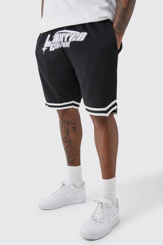 Plus lockere Limited Edition Basketball-Shorts in Schwarz