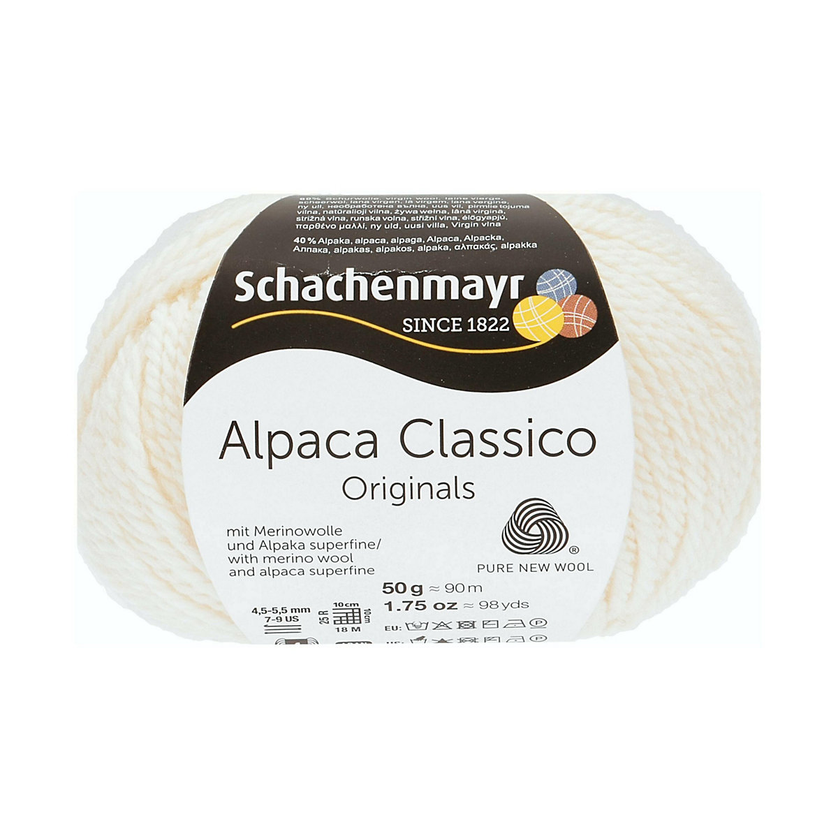 Handstrickgarne Alpaca Classico, 50g WollWeiß