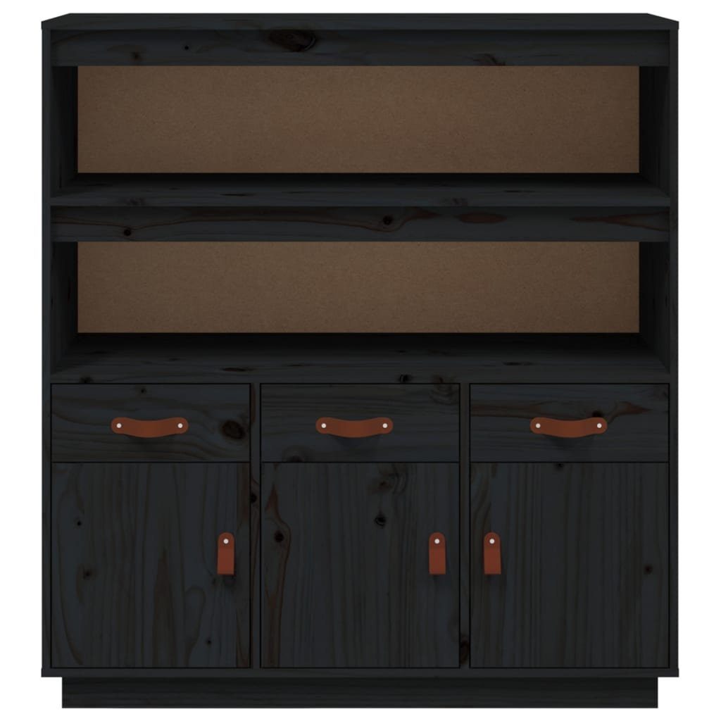 vidaXL Sideboard Highboard Schwarz 100x40x108,5 cm Massivholz Kiefer (1 St)