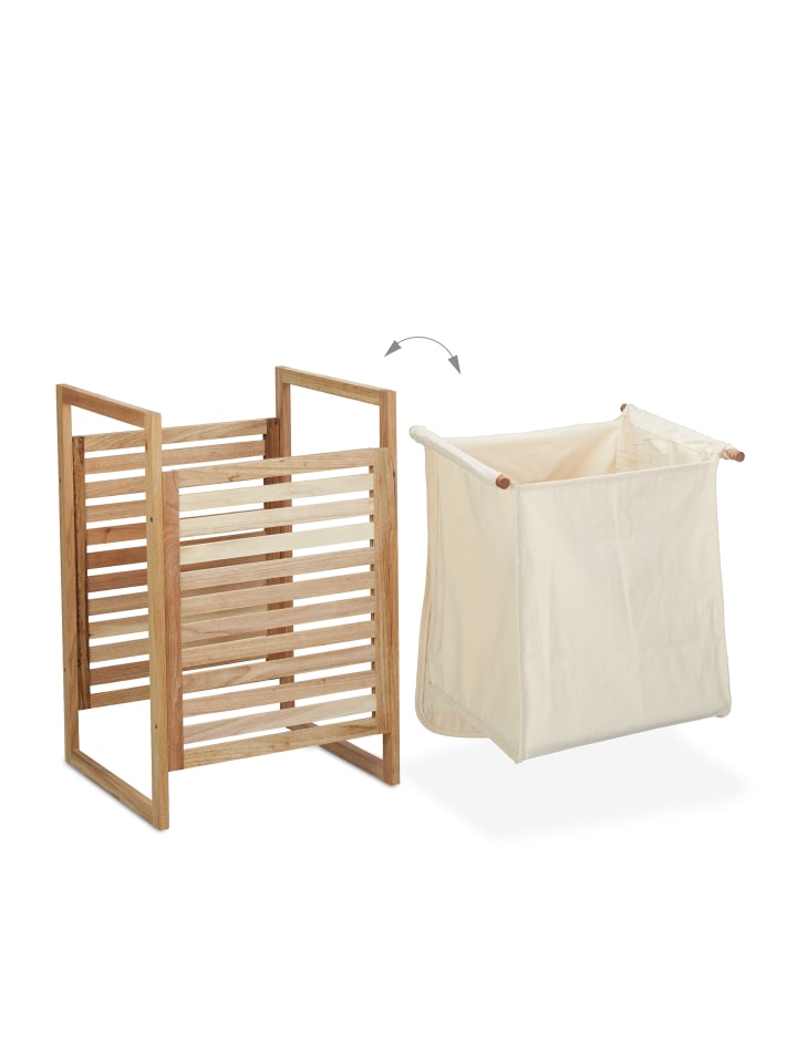 relaxdays Wäschekorb in Natur/ Beige - (B)40 x (H)60 x (T)35 cm günstig kaufen onesize