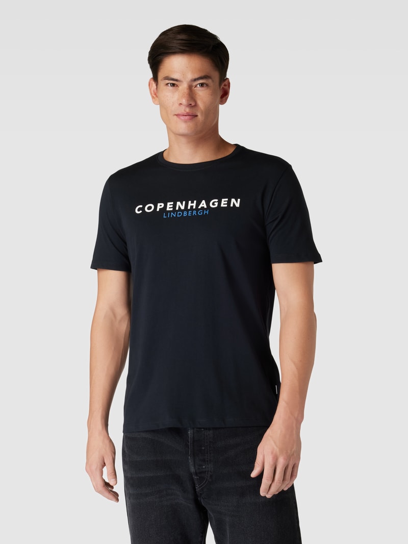 T-Shirt mit Label-Print Modell 'Copenhagen' in marineblau