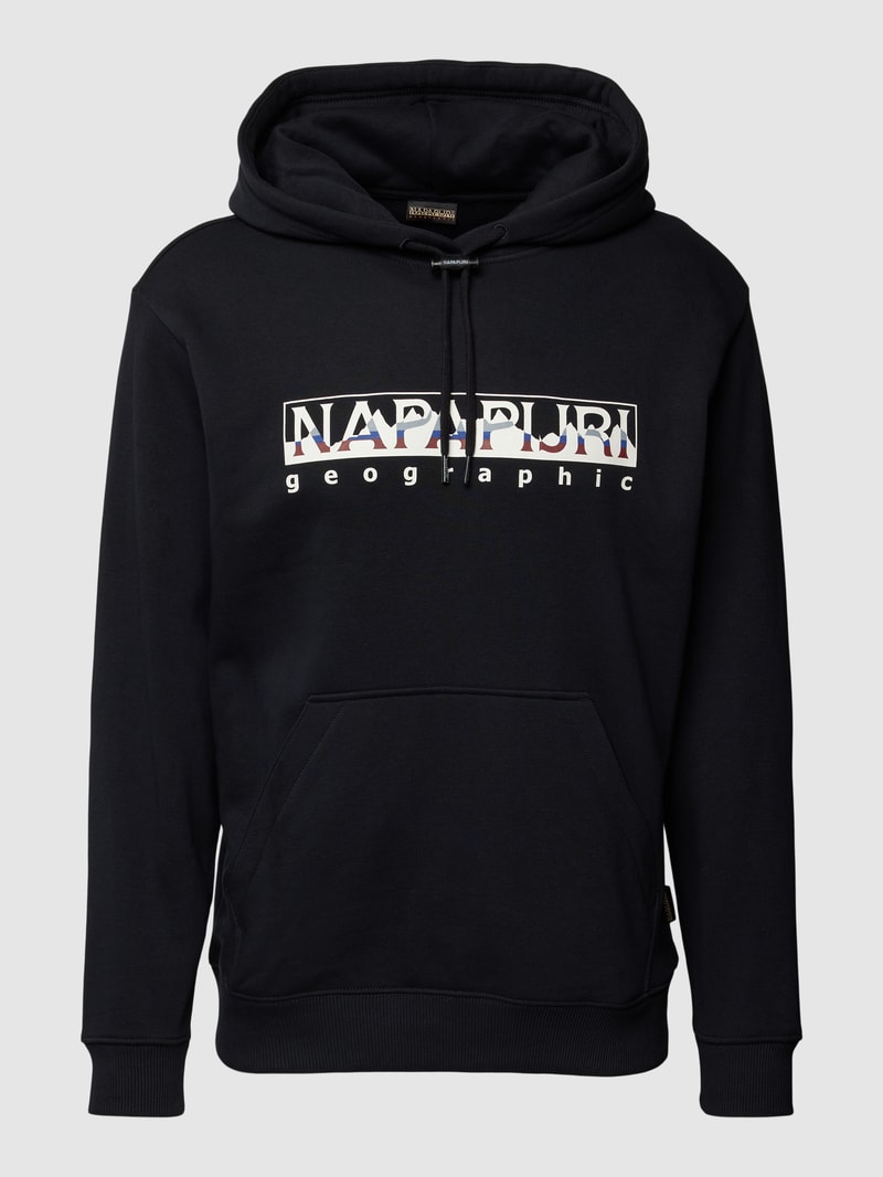 Hoodie mit Label-Print in schwarz