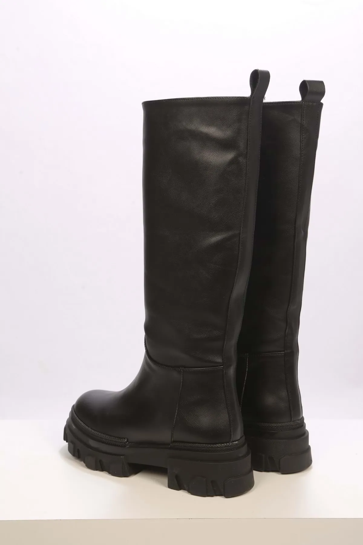 Shoeberry  Sonya Black Skin-Stiefel für Damen
