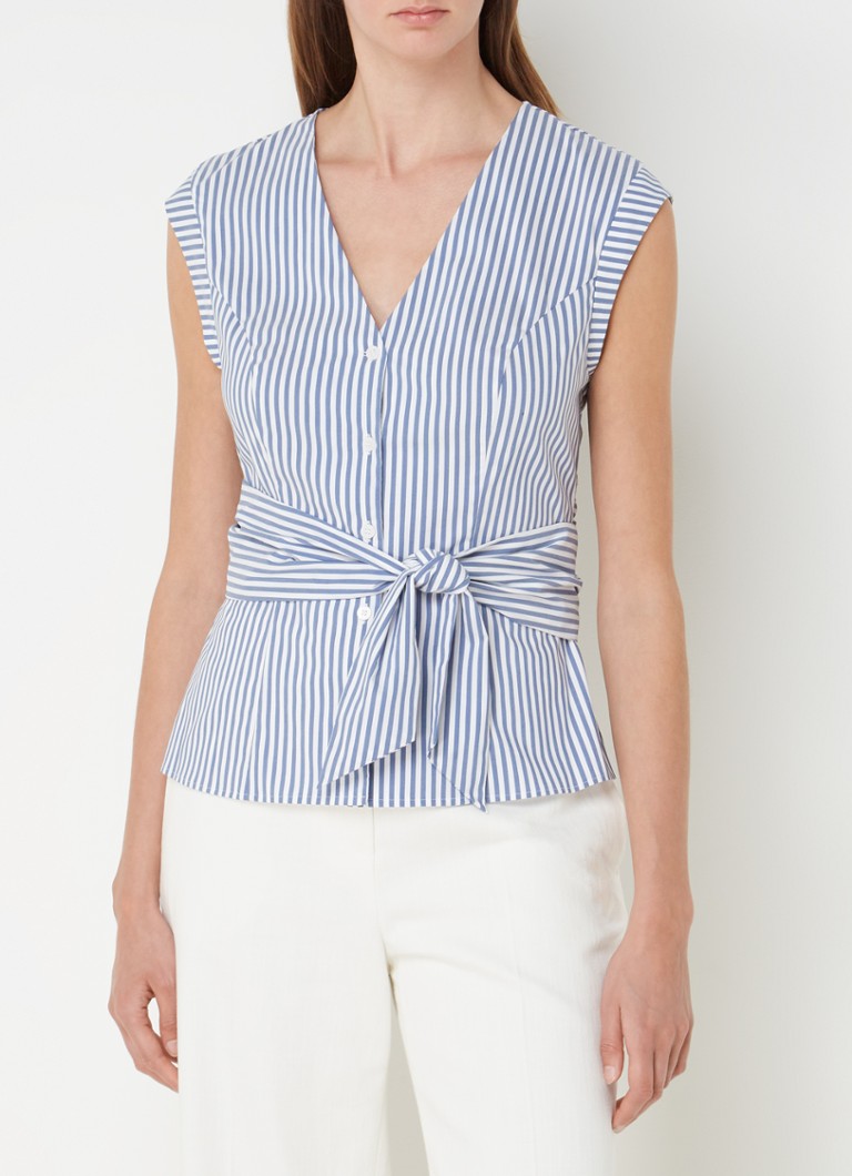 Phase Eight Sadie top with stripe print and tie belt