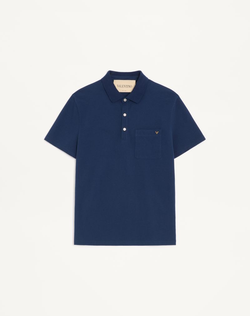 Camisa polo Valentino em algodão piqué com detalhes dourados