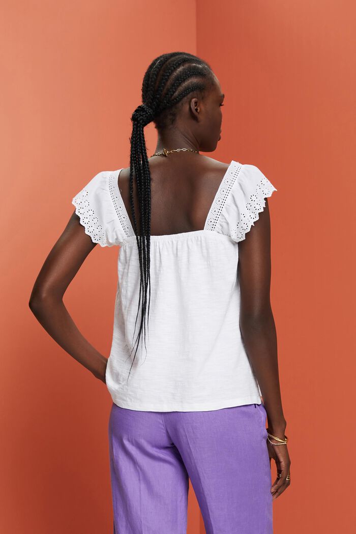 Jersey-T-Shirt mit bestickten Ärmeln