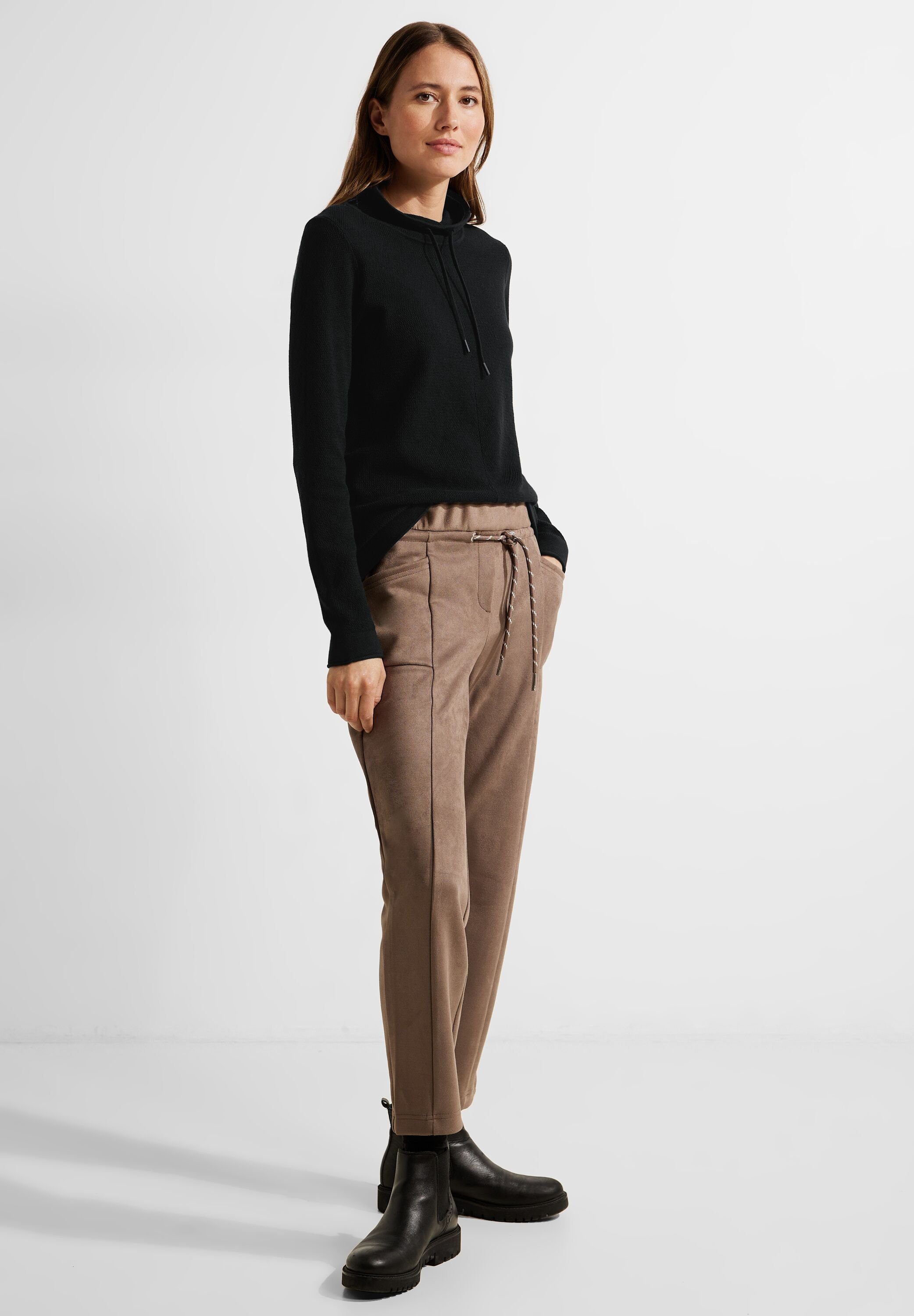 Cecil Stehkragenpullover mit Strick-Struktur
