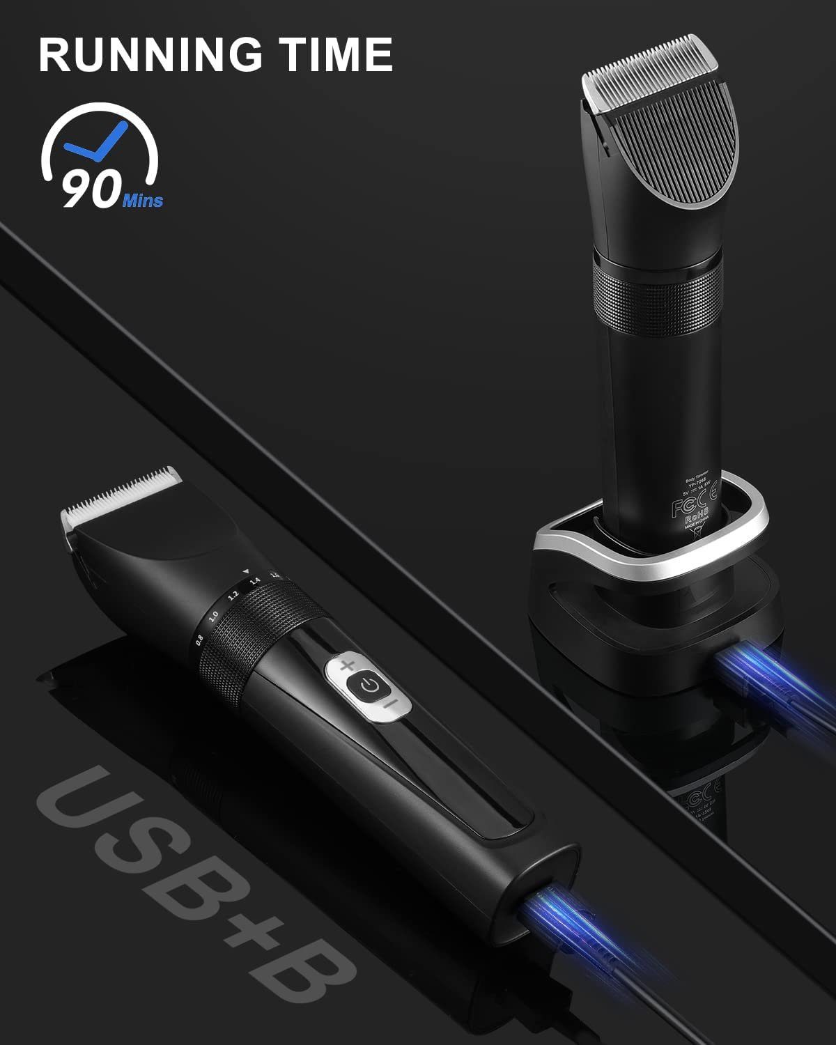 Yaviel Haarschneider Haarschneidemaschine Profi Haartrimmer Langhaarschneider Herren, USB Wiederaufladbar Elektrisch Bartschneider IPX7 Wasserdicht, Hair Clipper Hair Trimmer for Men Haar und Bartschneidemaschine