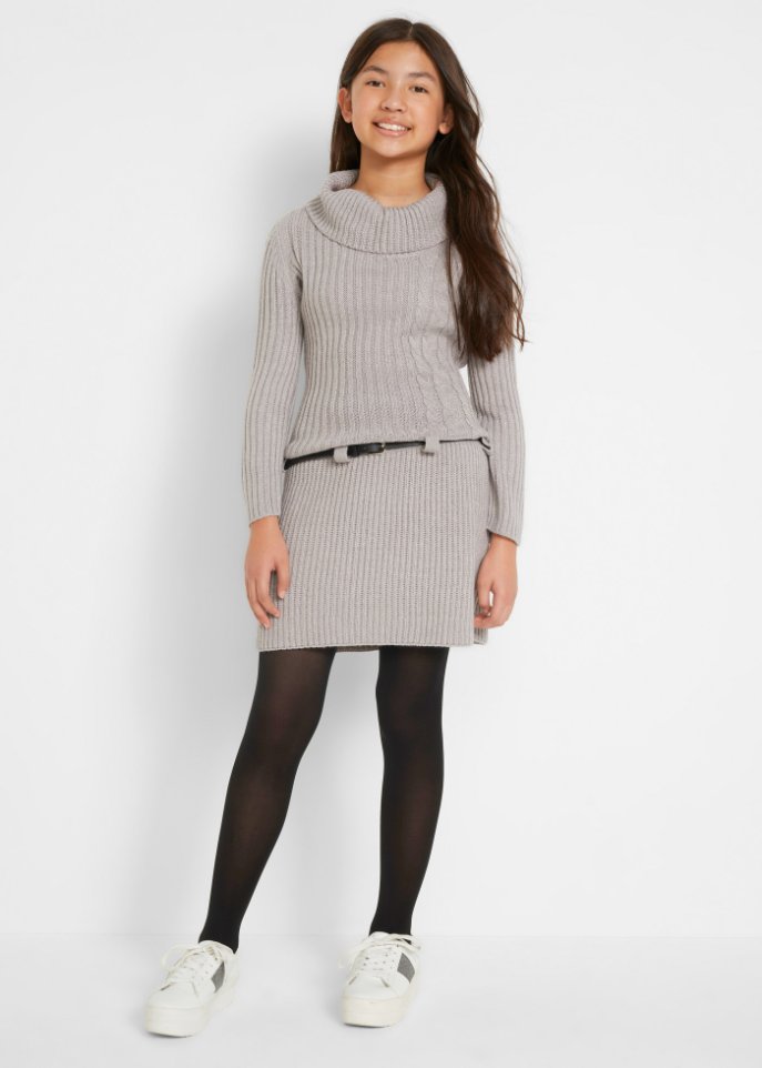 Mädchen Strickkleid mit Gürtel (2-tlg. Set)
