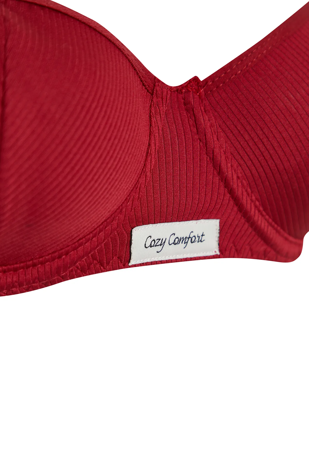 Trendyol Collection  Burgunderrotes Dessous-Set aus Strick mit Kordel und Etikett, ohne Kappe THMSS24CC00029