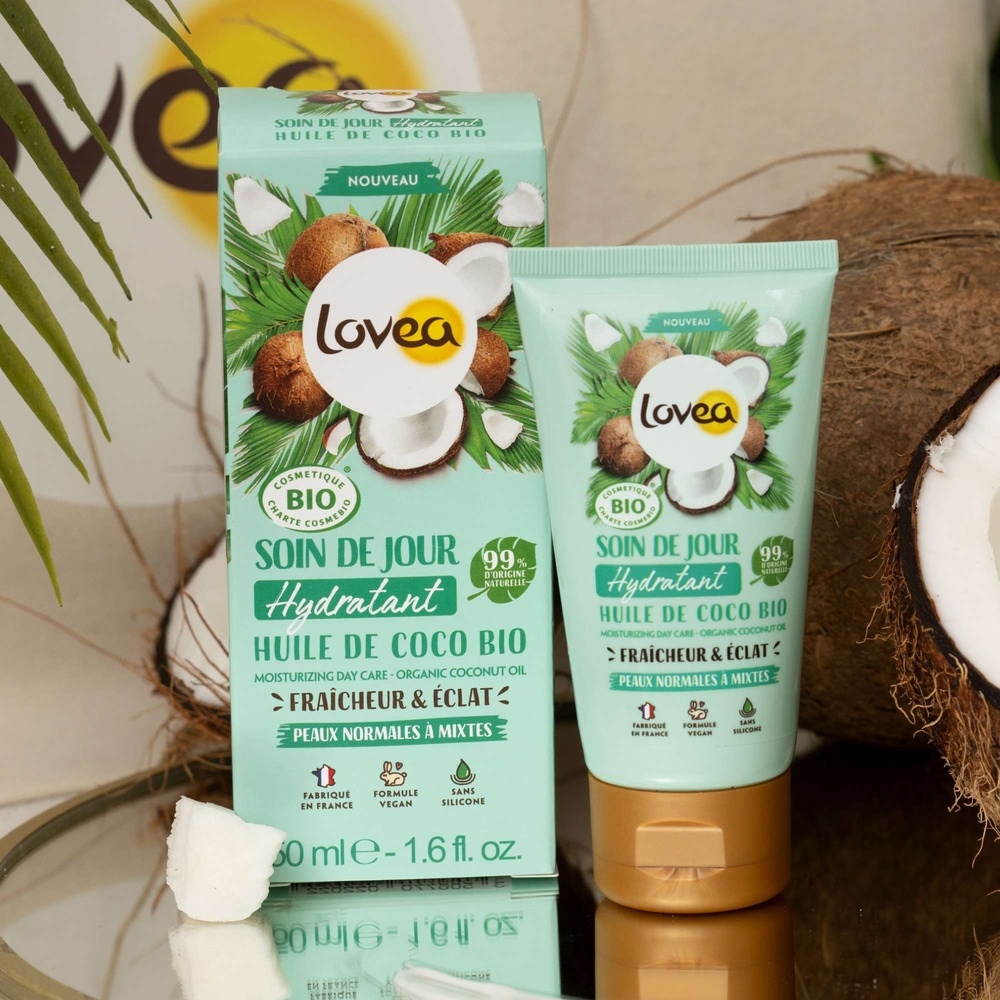 lovea Soin de Jour Huile de Coco Bio CertifiéBIO Soin de Jour - Peaux Normales à Mixtes