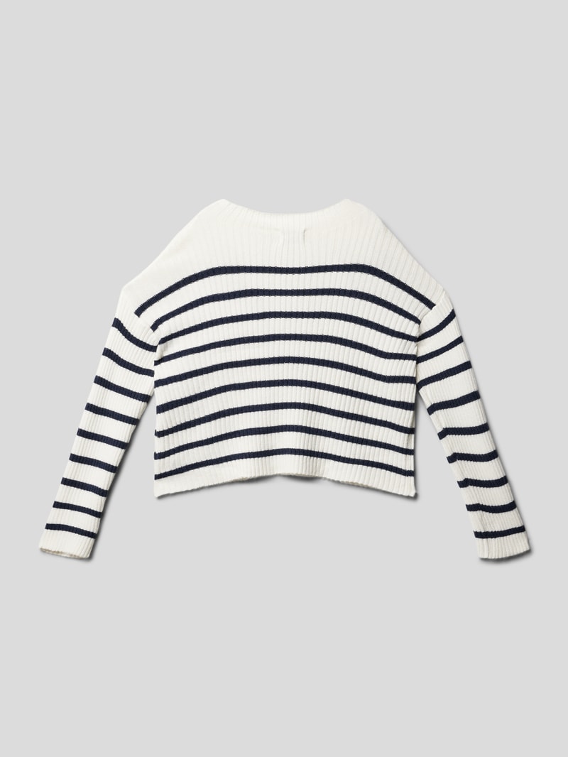 Strickpullover mit Streifenmuster in offwhite