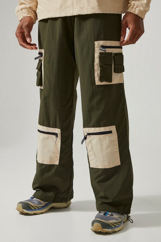 Matte Nylon Cargo-Hose mit weitem Bein