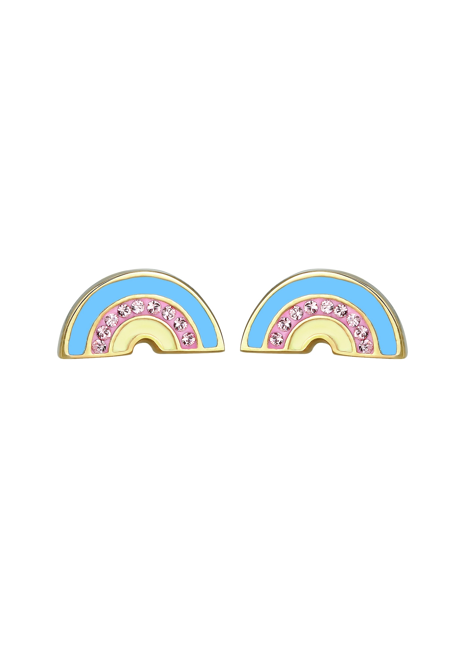 Orecchini a perno per bambini Elli Rainbow con cristalli - Argento placcato oro (925/1000)