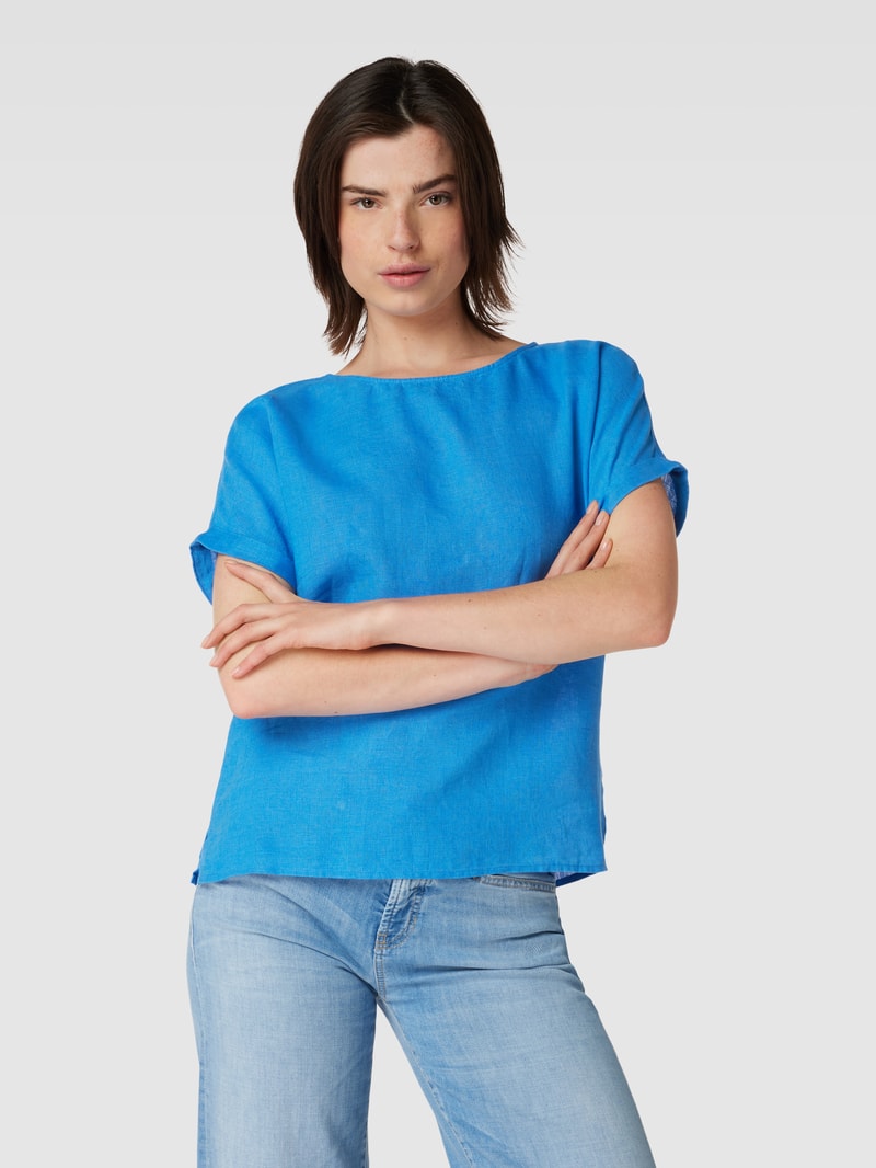 Leinenbluse mit U-Boot-Ausschnitt in jeans