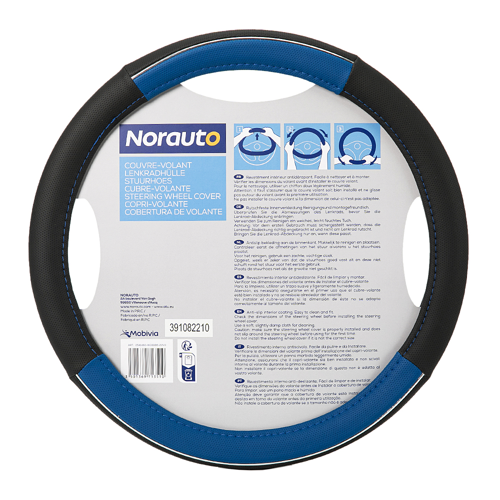 Norauto schwarz-blauer Chrom-Lenkradbezug - ATU
