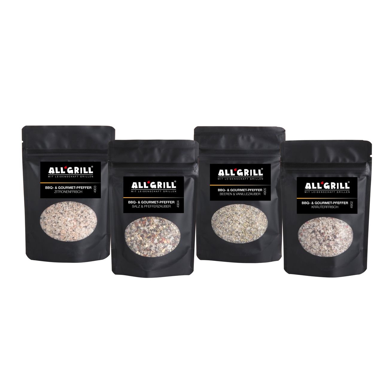 Allgrill 4er BBQ Gourmet Pfeffer-Set, Gewürz-Set, aromatische Gerichte