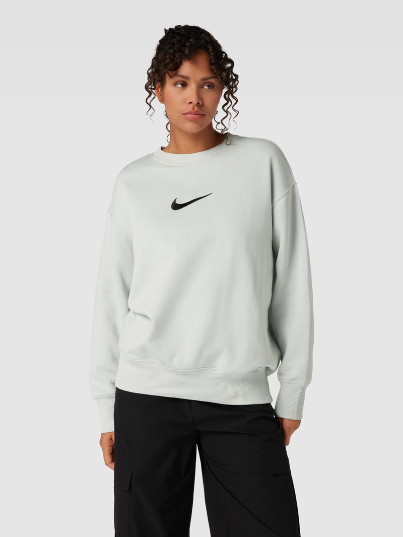 Sweatshirt mit Label-Stitching in hellgrau