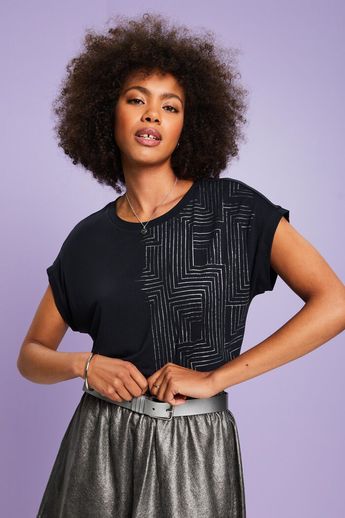 Jersey-T-Shirt mit Print, LENZING™ ECOVERO™